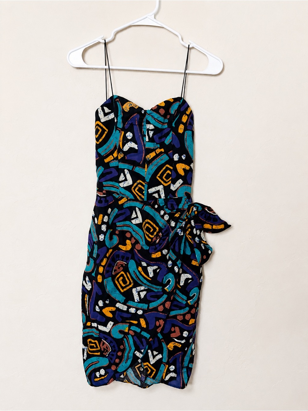 Vintage All That Jazz Size 9 Abstract Print Bodycon Dress Made in USA
